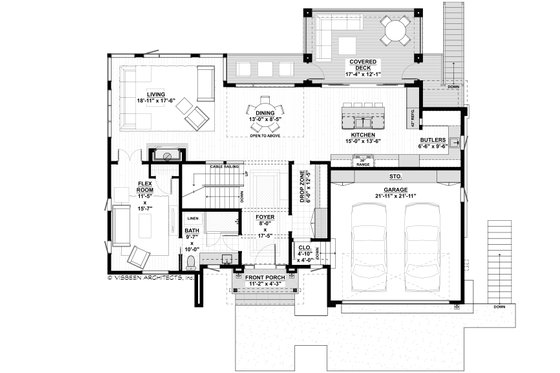 Floor Plan - Main Floor for Contemporary House Plan #928-353 - 4 bed, 5 bath