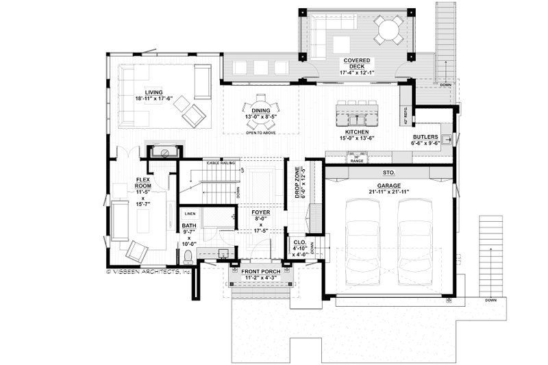 Architectural House Design - Floor Plan - Main Floor for Contemporary House Plan #928-353 - 4 bed, 5 bath