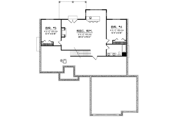 Floor Plan - Lower Floor for Traditional House Plan #70-618 - 5 bed, 3.5 bath
