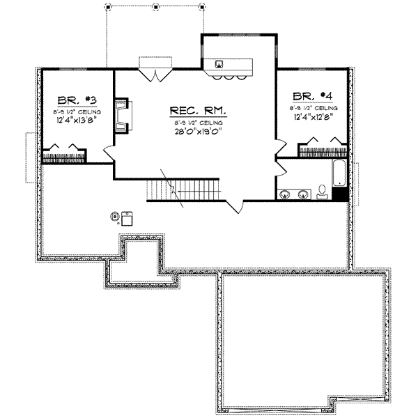 House Design - Traditional Floor Plan - Lower Floor Plan #70-618