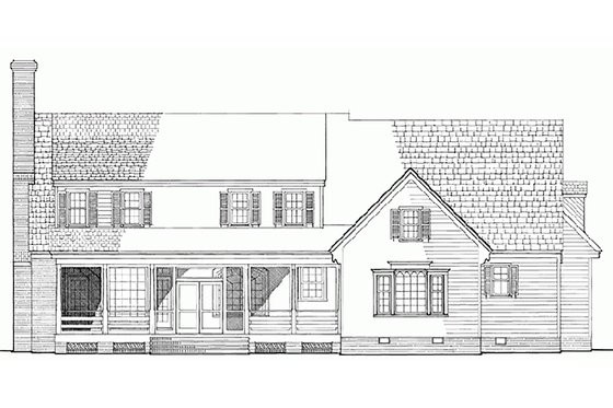 Exterior - Rear Elevation for Country House Plan #137-175 - 4 bed, 3.5 bath