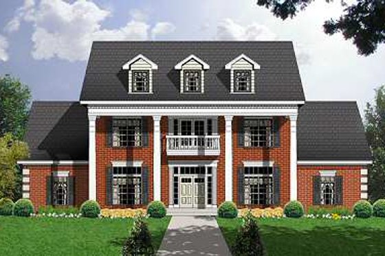 Exterior - Front Elevation for Colonial House Plan #40-244 - 4 bed, 3.5 bath
