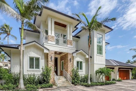 Exterior - Front Elevation 3 for Beach House Plan #548-60 - 4 bed, 4.5 bath