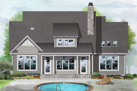 Exterior - Rear Elevation for Cottage House Plan #929-1084 - 3 bed, 2 bath