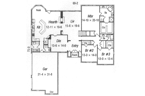 Floor Plan - Main Floor for Traditional House Plan #329-137 - 5 bed, 3.5 bath