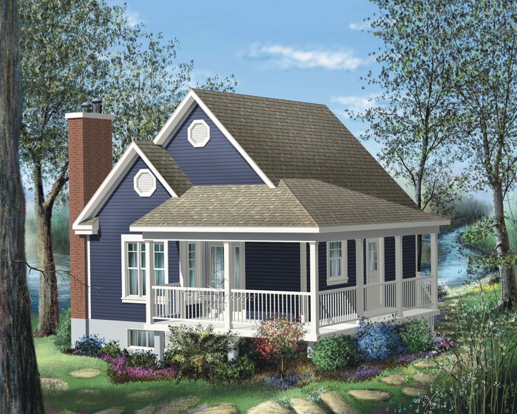 Cottage Style House Plan - 1 Beds 1 Baths 613 Sq/Ft Plan #25-4190