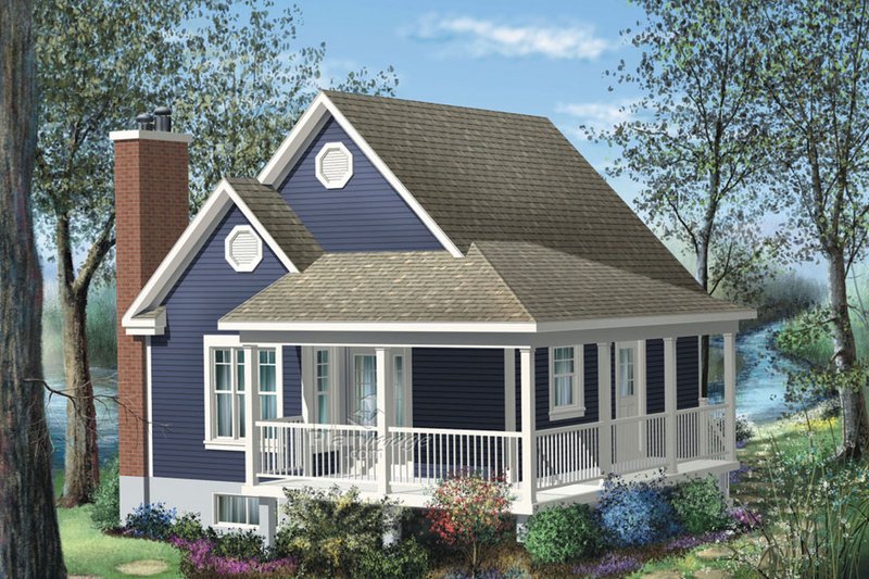 Cottage Style House Plan - 1 Beds 1 Baths 613 Sq/Ft Plan #25-4190