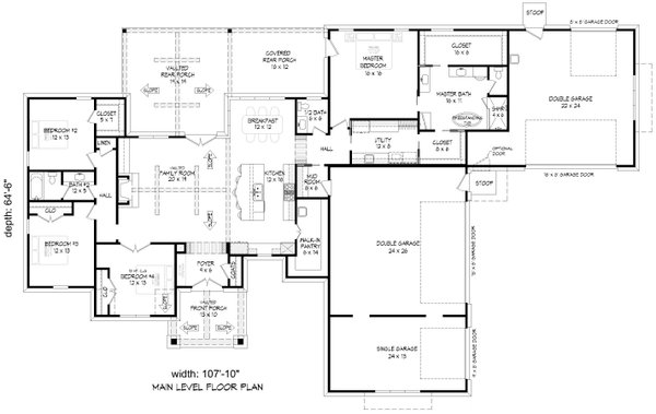 Farmhouse Floor Plan - Main Floor Plan #932-1259