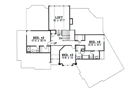 Floor Plan - Upper Floor for Modern House Plan #67-734 - 5 bed, 4 bath