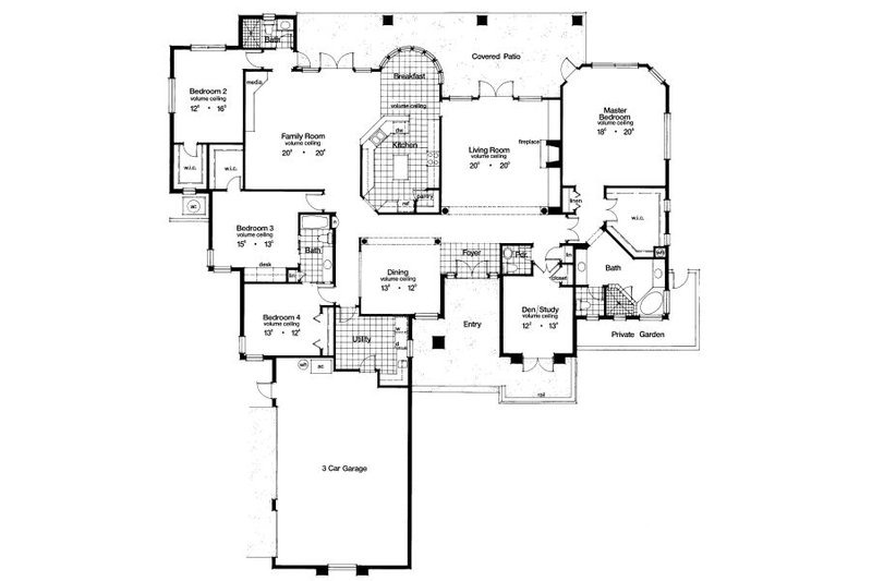 European Style House Plan - 4 Beds 3.5 Baths 3891 Sq/Ft Plan #417-413 ...