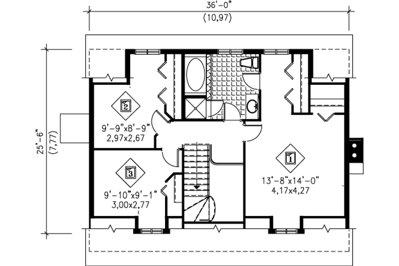 Dream House Plan - Floor Plan - Upper Floor for Cottage House Plan #25-4087 - 4 bed, 2 bath