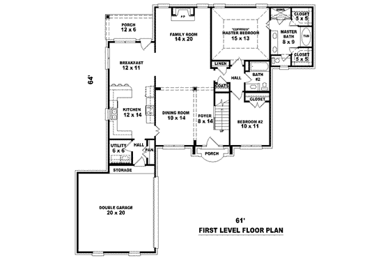 Floor Plan - Main Floor for European House Plan #81-1474 - 4 bed, 3 bath