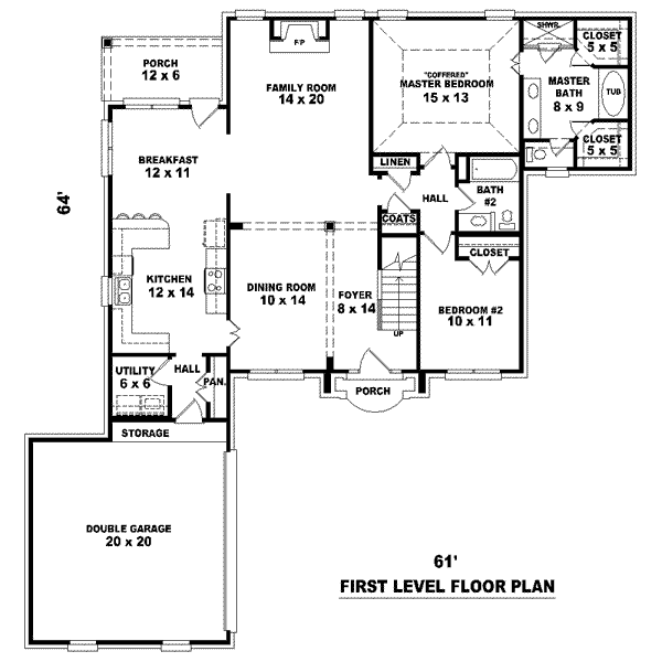 Floor Plan - Main Floor for European House Plan #81-1474 - 4 bed, 3 bath