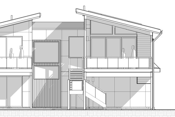 Exterior - Rear Elevation for Modern House Plan #895-167 - 2 bed, 2.5 bath