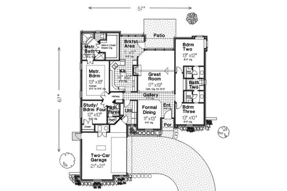 Floor Plan - Main Floor for European House Plan #310-525 - 4 bed, 3 bath