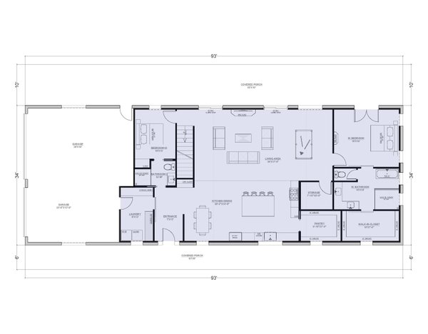 Barndominium Floor Plan - Main Floor Plan #1107-19