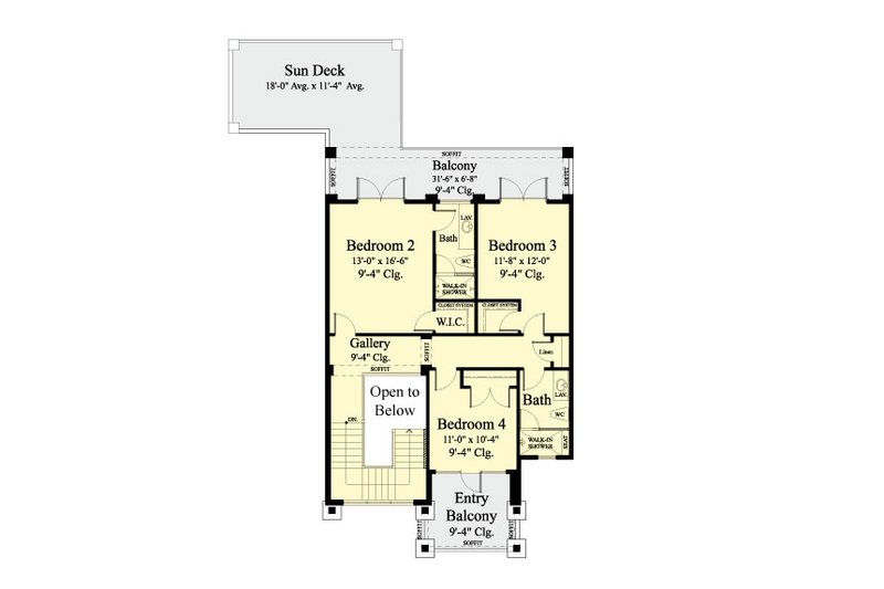 Architectural House Design - Floor Plan - Upper Floor for Contemporary House Plan #930-461 - 4 bed, 4 bath