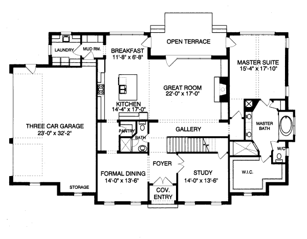 House Plan Design - Colonial Floor Plan - Main Floor Plan #413-810