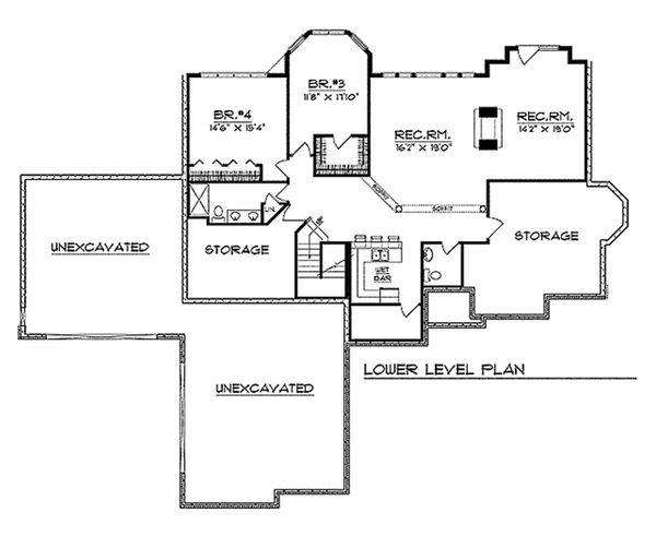 European Floor Plan - Lower Floor Plan #70-370