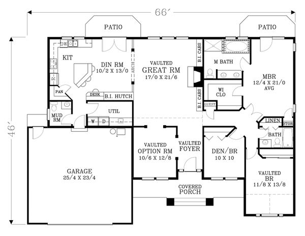 Craftsman Floor Plan - Main Floor Plan #53-524