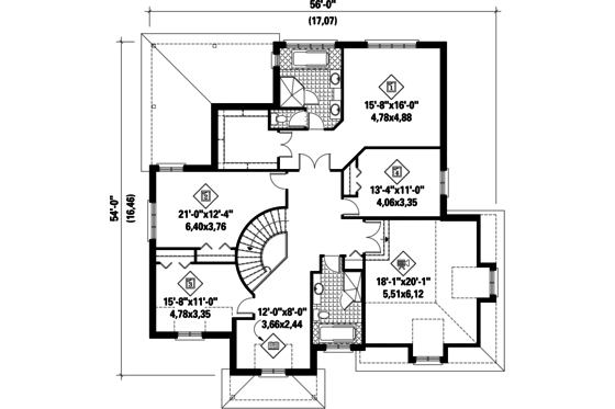 Floor Plan - Upper Floor for Traditional House Plan #25-4632 - 4 bed, 2 bath