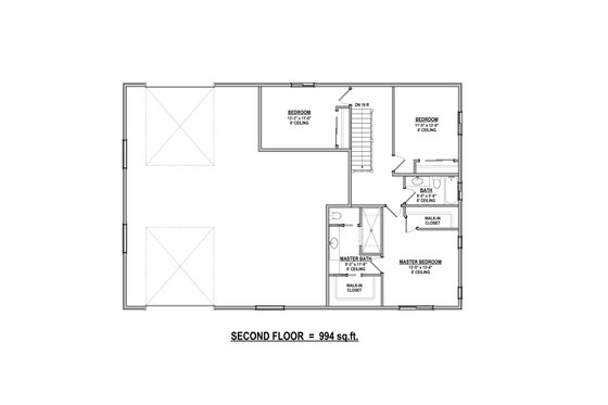 Floor Plan - Upper Floor for Barndominium House Plan #1084-10 - 3 bed, 2.5 bath