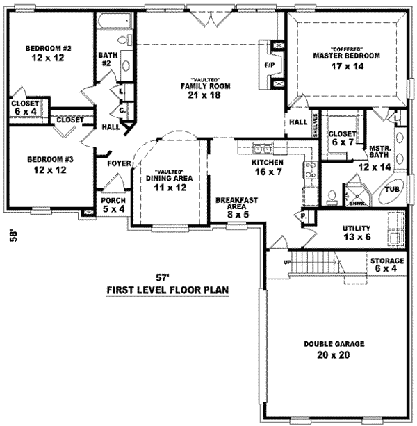 Floor Plan - Main Floor for European House Plan #81-987 - 3 bed, 2 bath