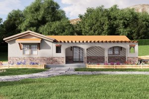 Exterior - Front Elevation 3 for Mediterranean House Plan #1106-111 - 3 bed, 1 bath