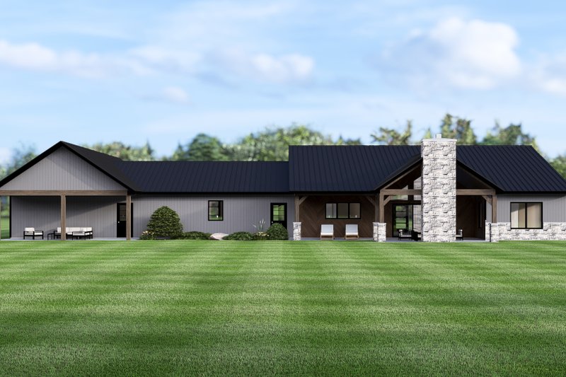 House Blueprint - Exterior - Rear Elevation for Ranch House Plan #1064-406 - 4 bed, 3 bath