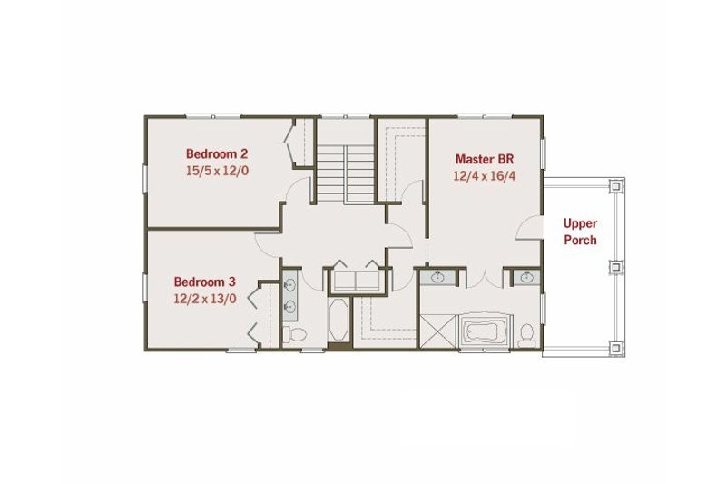 Dream House Plan - Floor Plan - Upper Floor for Craftsman House Plan #461-14 - 4 bed, 3 bath