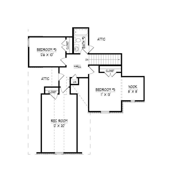Traditional Floor Plan - Upper Floor Plan #424-427