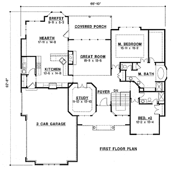 Traditional Floor Plan - Main Floor Plan #67-748