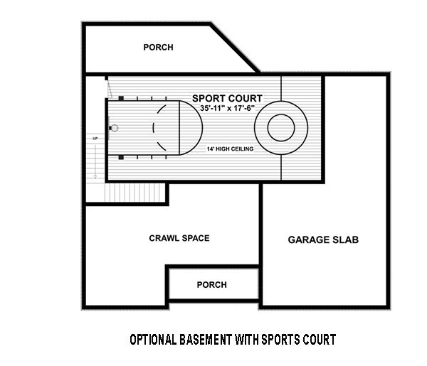 House Plan Design - Optional Basement w/ Sports Court