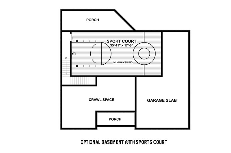 Architectural House Design - Optional Basement w/ Sports Court