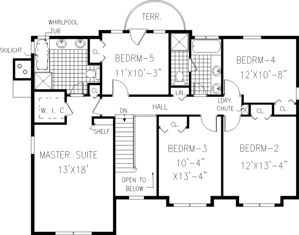 Farmhouse Floor Plan - Upper Floor Plan #3-208