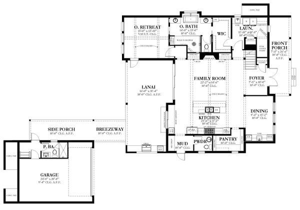 Craftsman Floor Plan - Main Floor Plan #1058-234