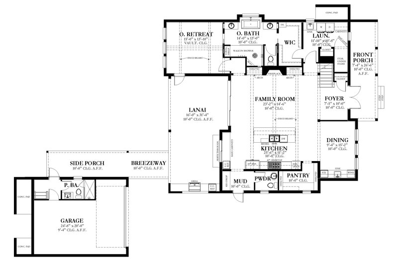 House Design - Floor Plan - Main Floor for Craftsman House Plan #1058-234 - 3 bed, 3.5 bath