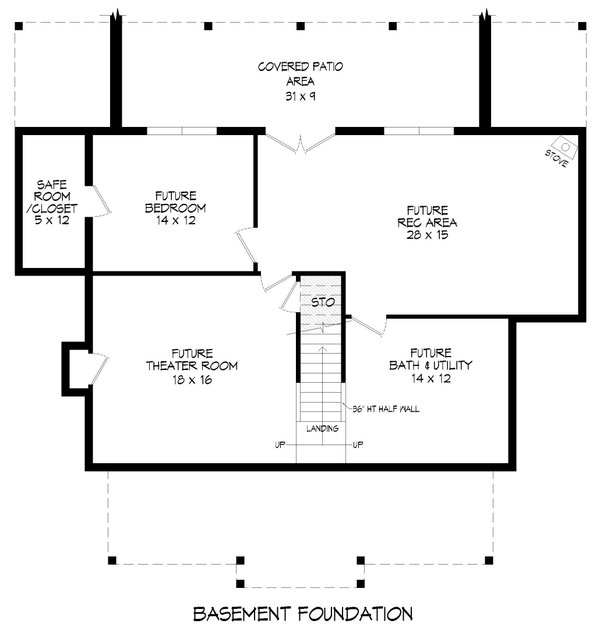 Southern Floor Plan - Lower Floor Plan #932-785