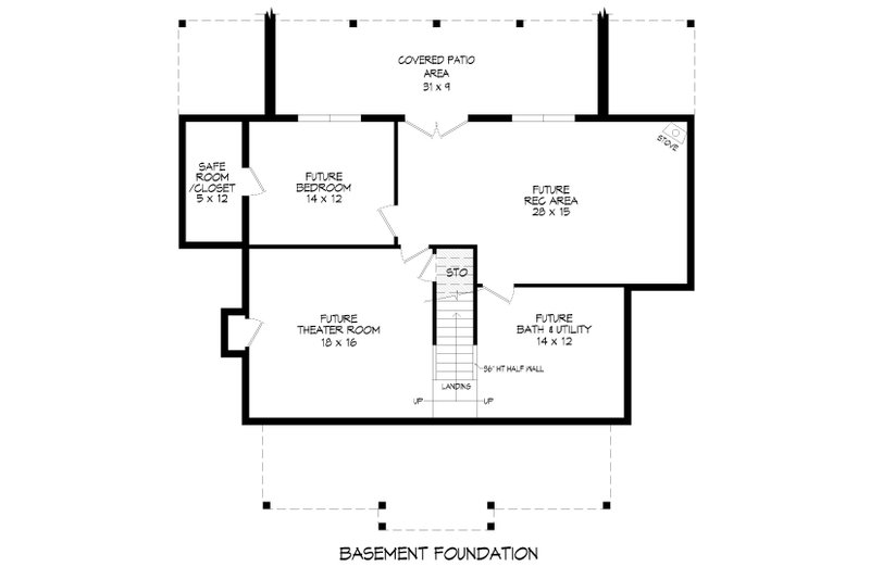 House Plan Design - Floor Plan - Lower Floor for Southern House Plan #932-785 - 3 bed, 2.5 bath