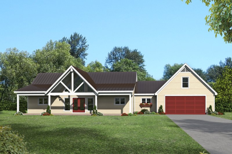 House Blueprint - Country Exterior - Front Elevation Plan #932-77