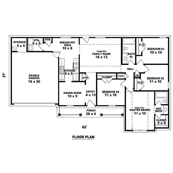 Traditional Floor Plan - Main Floor Plan #81-1411
