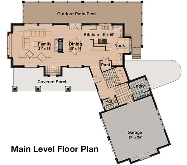 Craftsman Floor Plan - Main Floor Plan #908-1
