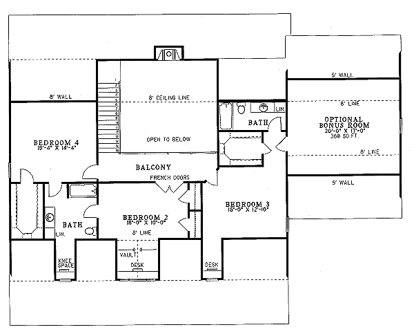 Country Floor Plan - Upper Floor Plan #17-295