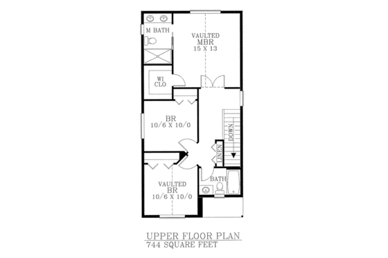 Floor Plan - Upper Floor for Cottage House Plan #53-127 - 3 bed, 2.5 bath