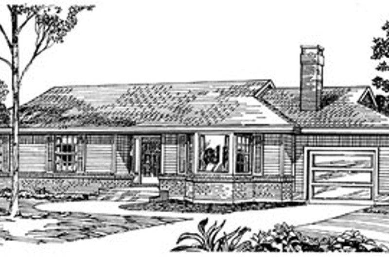 Exterior - Front Elevation 2 for Ranch House Plan #47-365 - 3 bed, 2 bath