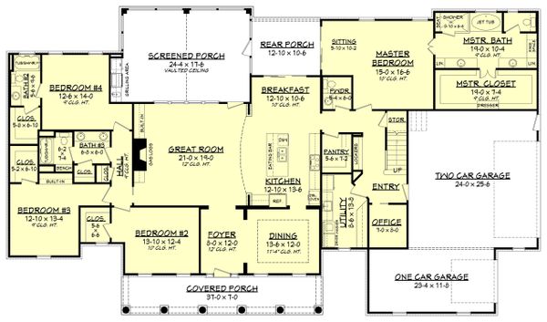 Country Style House Plan 4 Beds 3 5 Baths 3194 Sq Ft Country Style House Plan 4 Beds 3 5 Baths 3194 Sq Ft
