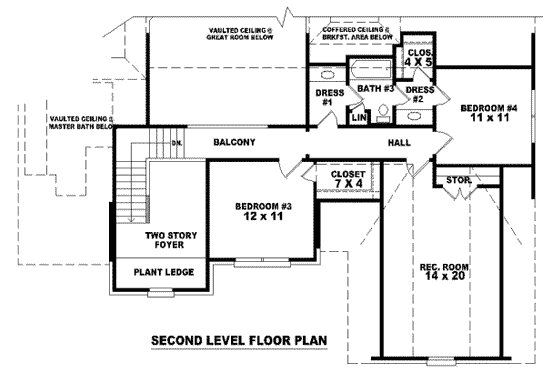 Floor Plan - Upper Floor for European House Plan #81-1006 - 4 bed, 3 bath