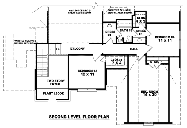 Floor Plan - Upper Floor for European House Plan #81-1006 - 4 bed, 3 bath