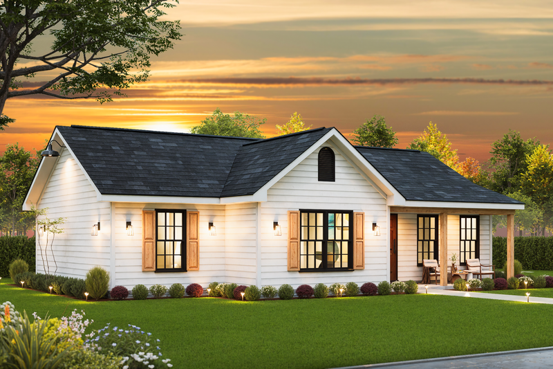 House Blueprint - Exterior - Front Elevation 4 for Ranch House Plan #54-663 - 3 bed, 2 bath