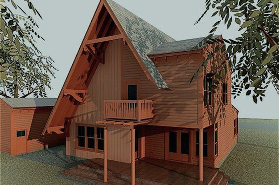 Exterior - Rear Elevation for Cabin House Plan #925-1 - 3 bed, 2.5 bath